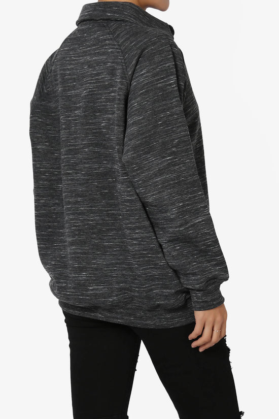 Avianna Oversized Fleece Polo Sweatshirt CHARCOAL_4