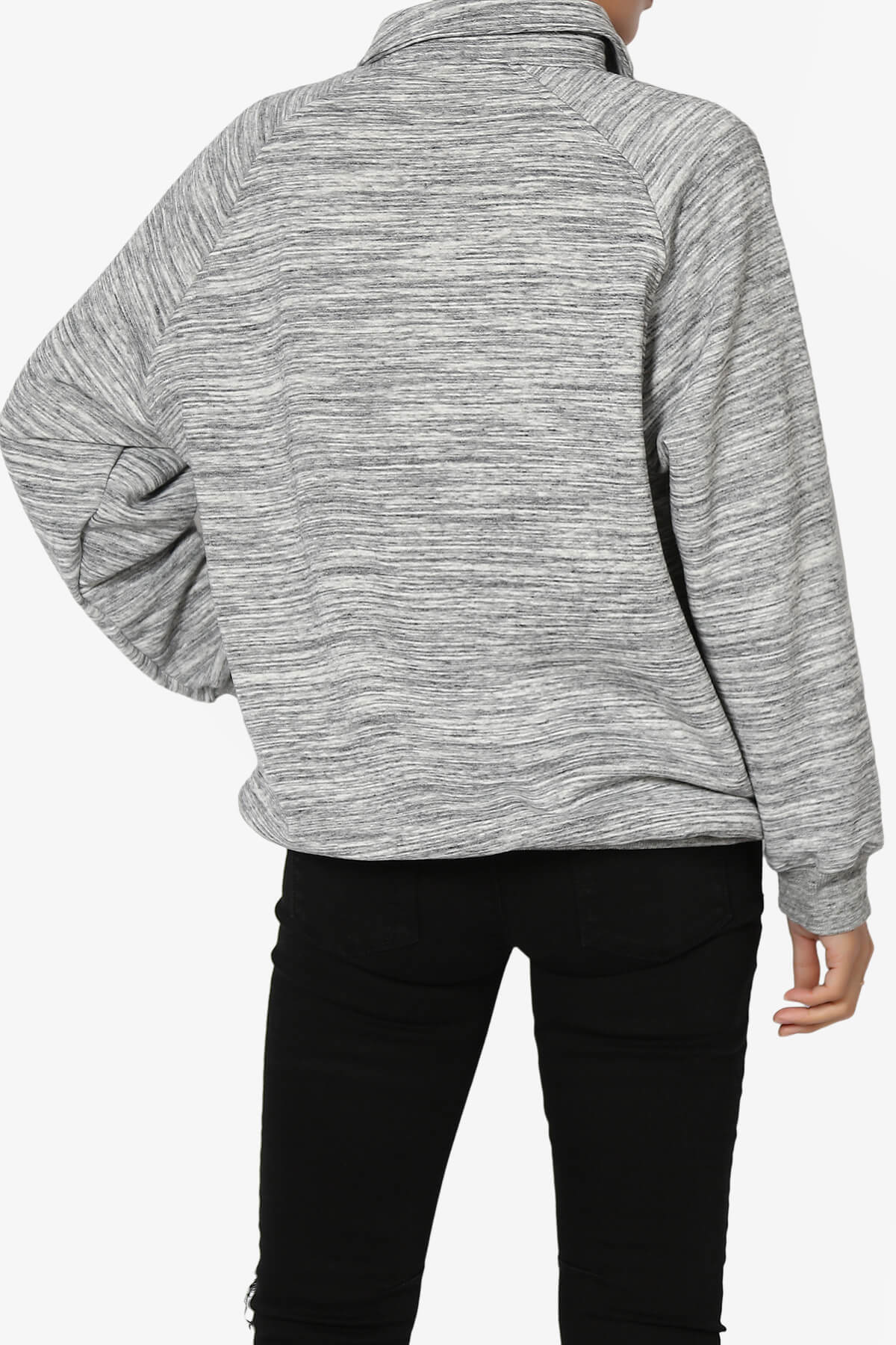 Avianna Oversized Fleece Polo Sweatshirt HEATHER GREY_2