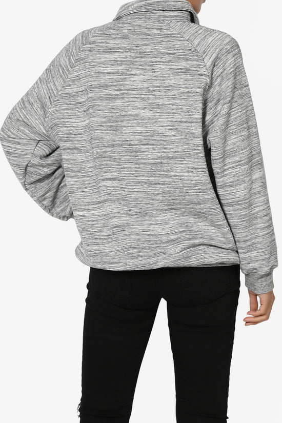Avianna Oversized Fleece Polo Sweatshirt HEATHER GREY_2