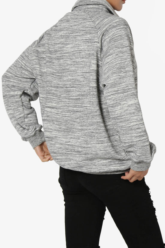 Avianna Oversized Fleece Polo Sweatshirt HEATHER GREY_4