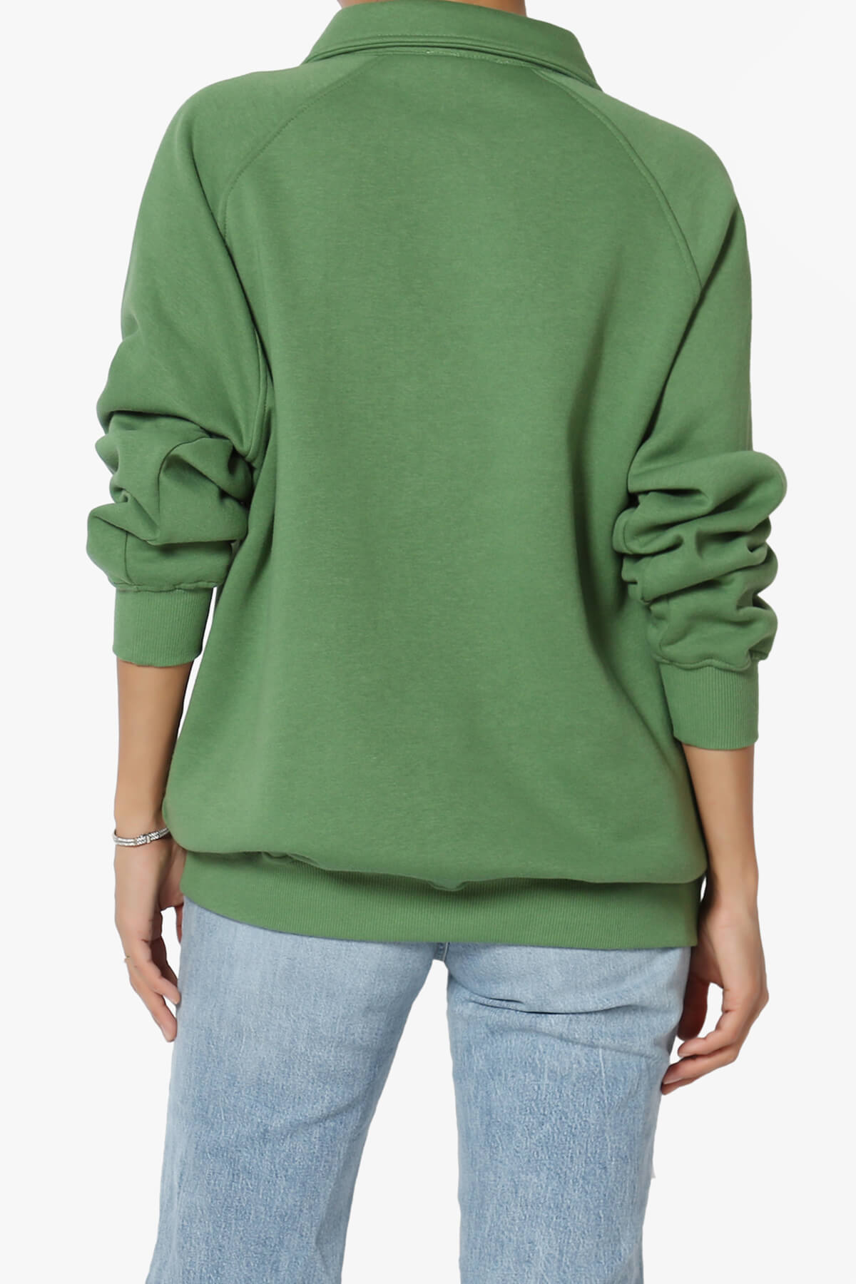 Avianna Oversized Fleece Polo Sweatshirt KIWI_2
