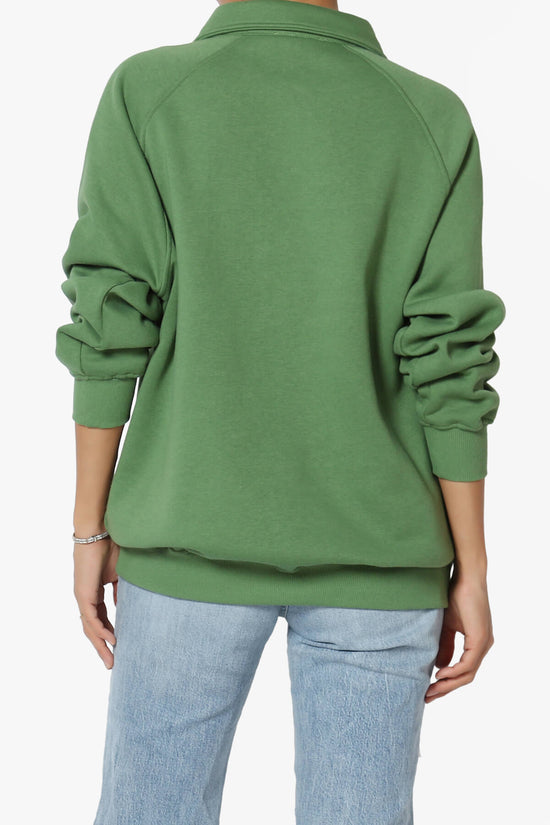 Avianna Oversized Fleece Polo Sweatshirt KIWI_2