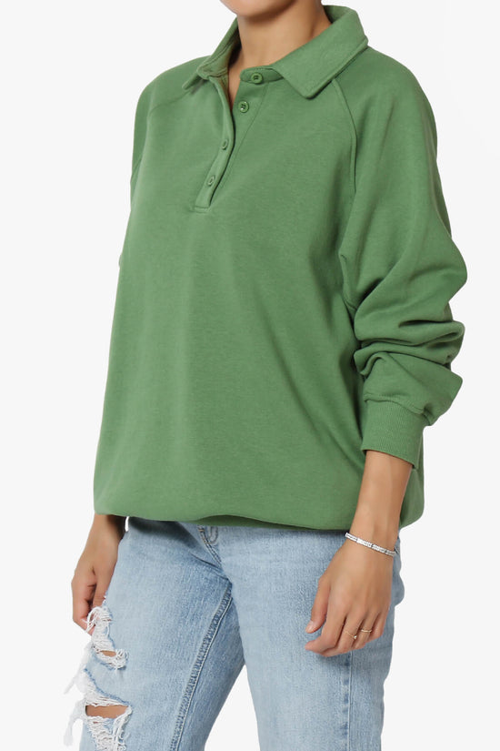 Avianna Oversized Fleece Polo Sweatshirt KIWI_3