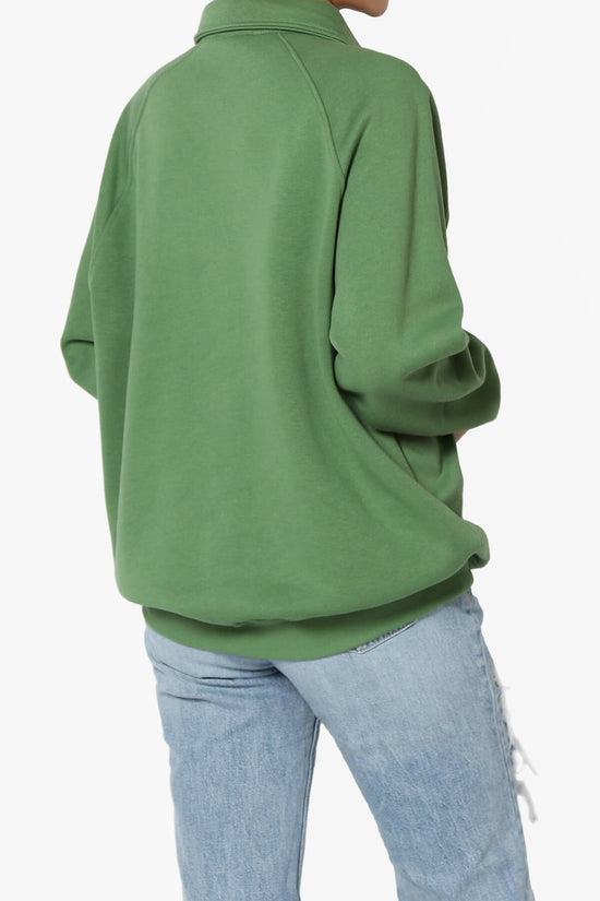 Avianna Oversized Fleece Polo Sweatshirt KIWI_4