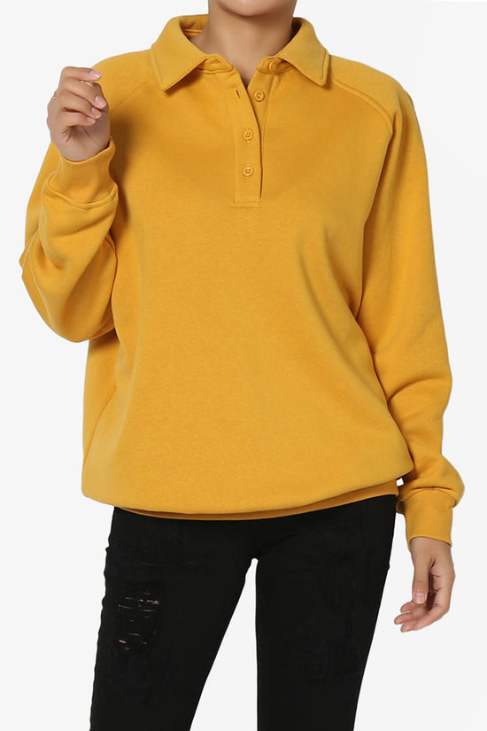 Avianna Oversized Fleece Polo Sweatshirt MUSTARD_1