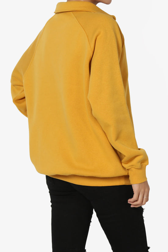 Avianna Oversized Fleece Polo Sweatshirt MUSTARD_4