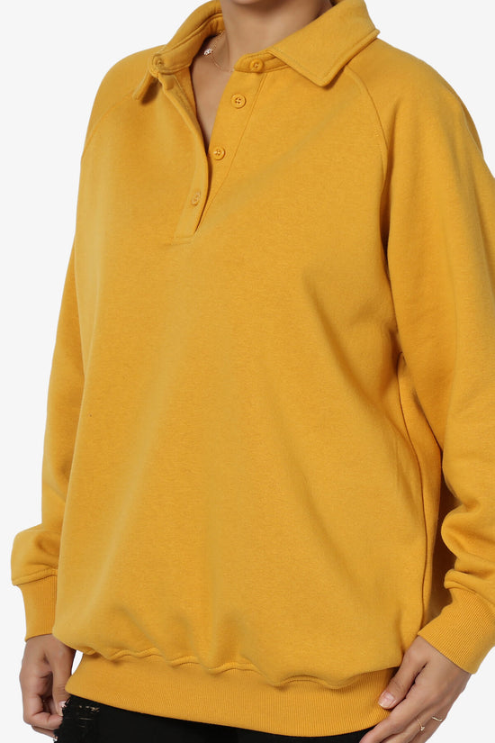 Avianna Oversized Fleece Polo Sweatshirt MUSTARD_5