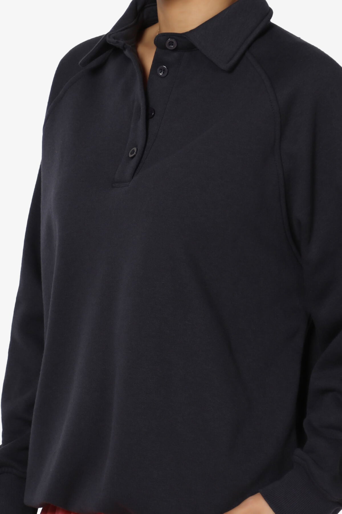 Avianna Oversized Fleece Polo Sweatshirt NAVY_5