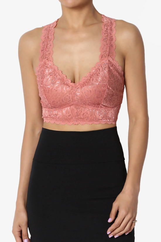 Baja Padded Lace Bralette Crop Tank Top ASH ROSE_1