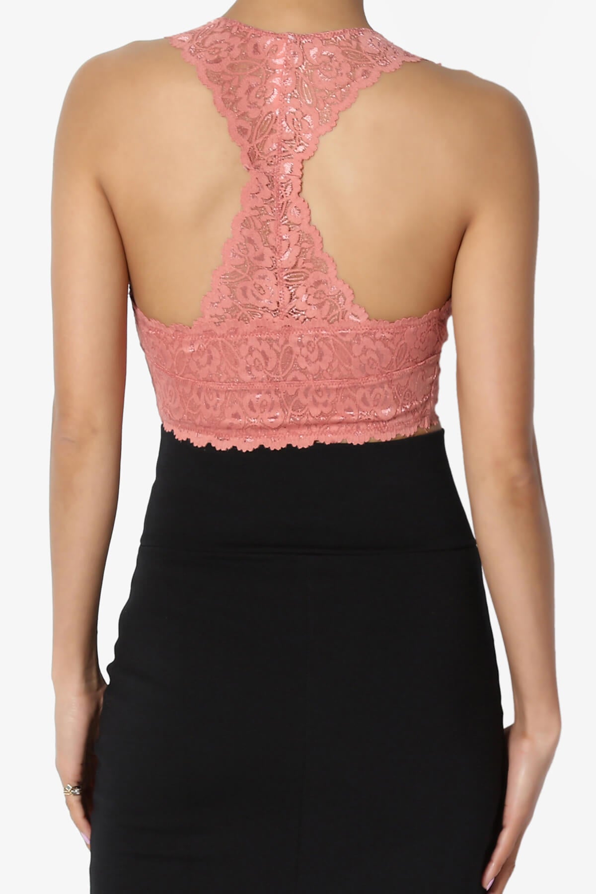 Baja Padded Lace Bralette Crop Tank Top ASH ROSE_2