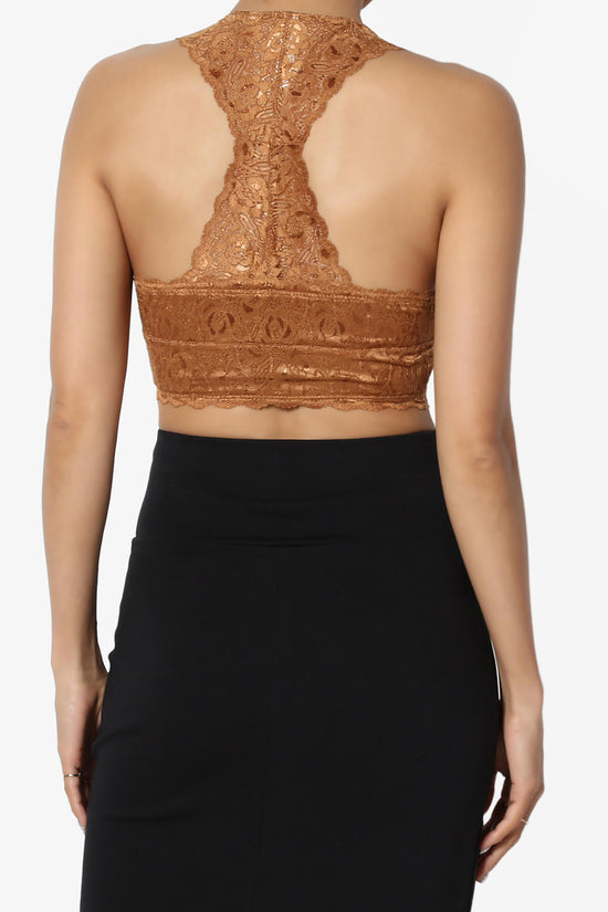 Baja Padded Lace Bralette Crop Tank Top COFFEE_2