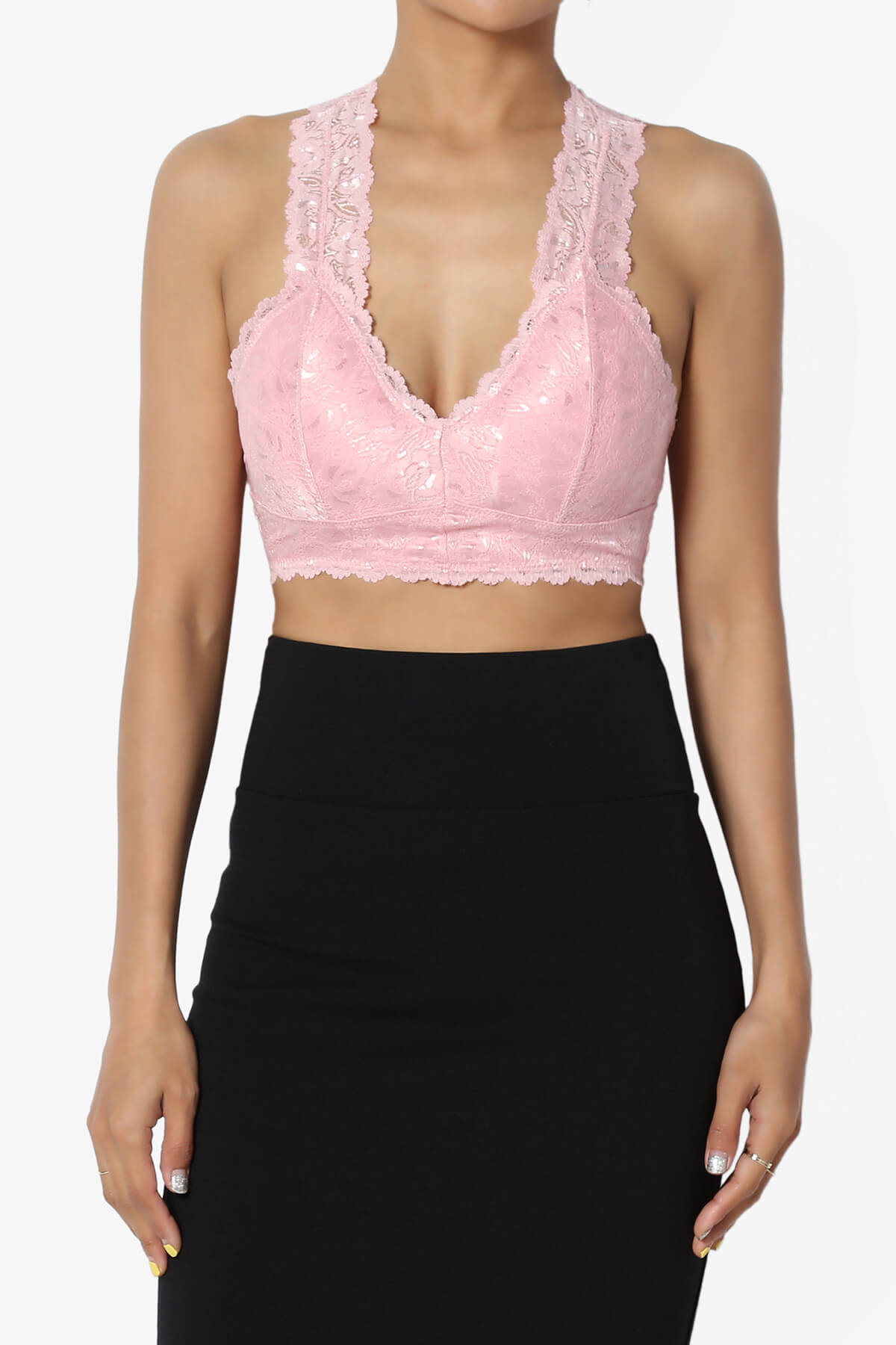 Baja Padded Lace Bralette Crop Tank Top DUSTY PINK_1