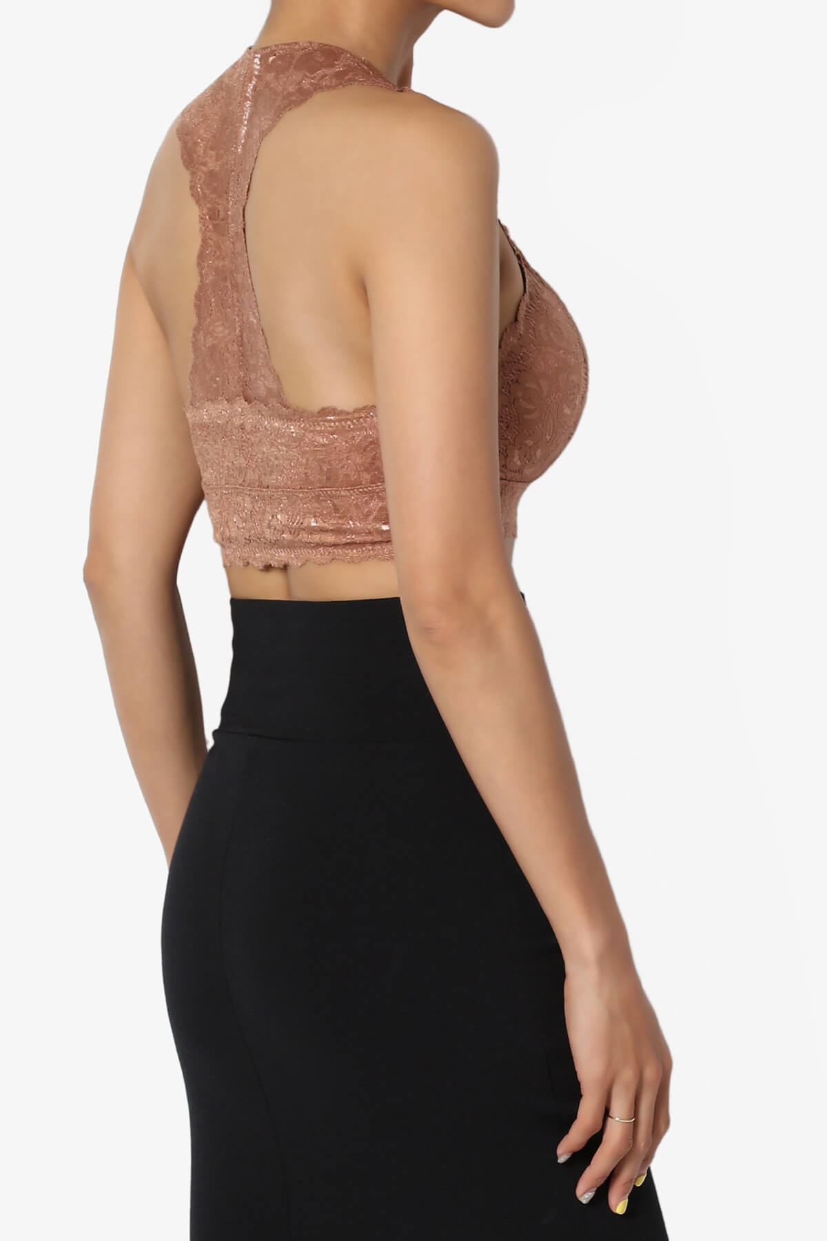 Baja Padded Lace Bralette Crop Tank Top EGG SHELL_4