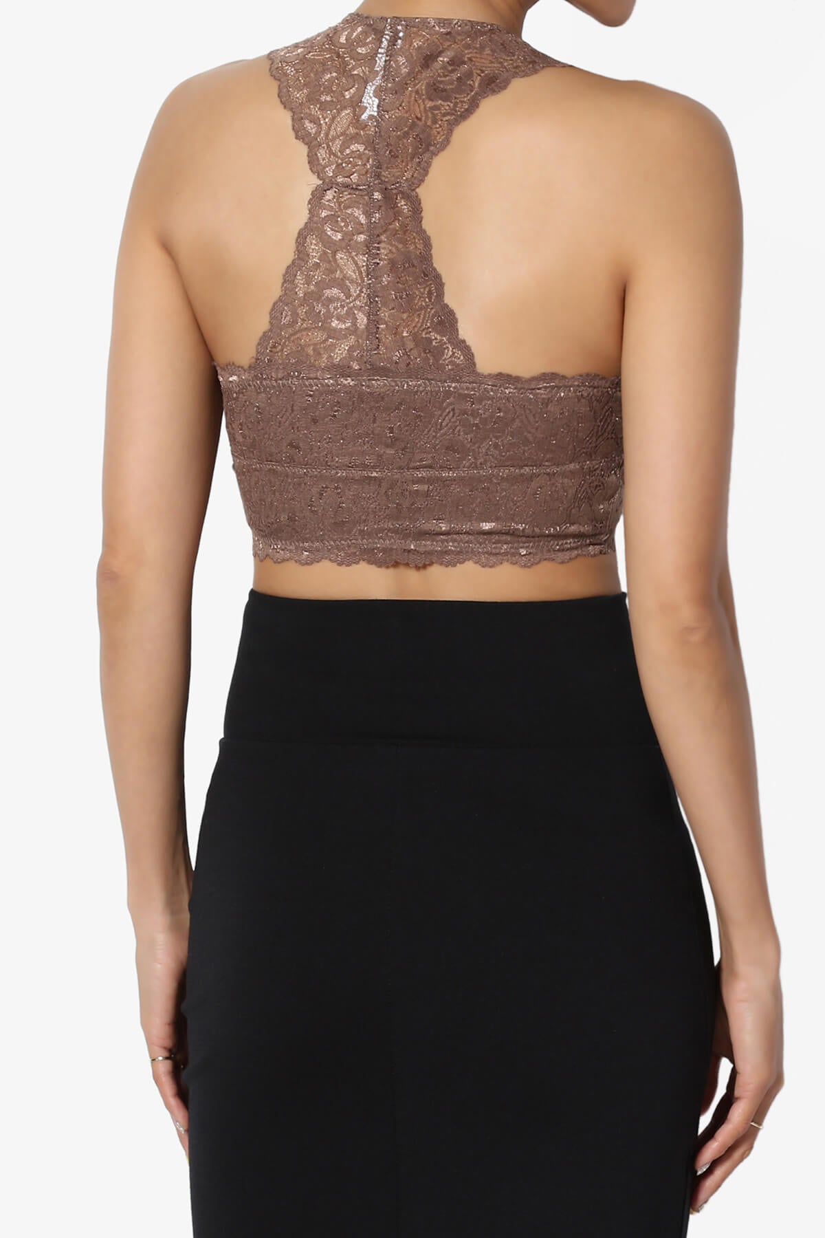 Baja Padded Lace Bralette Crop Tank Top MOCHA_2