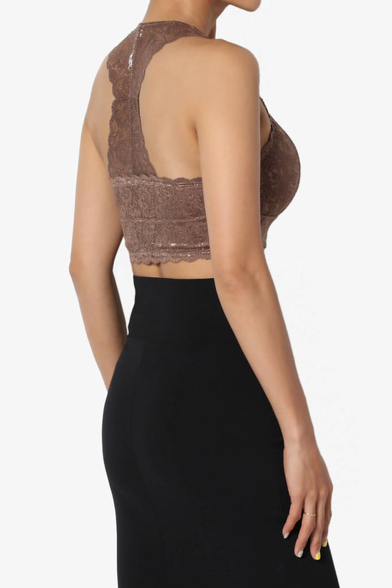 Baja Padded Lace Bralette Crop Tank Top MOCHA_4