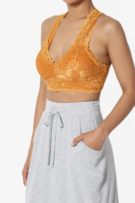 Baja Padded Lace Bralette Crop Tank Top MUSTARD_3