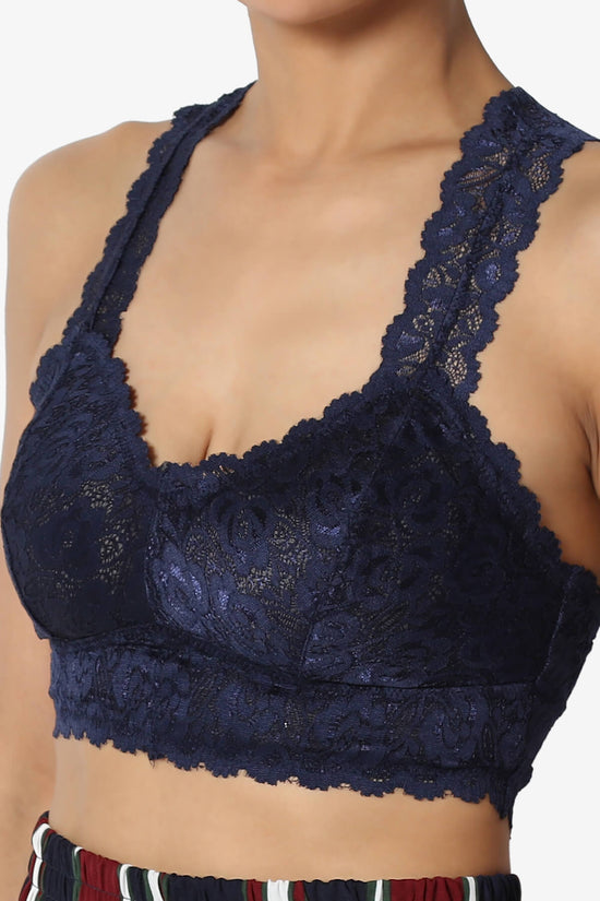 Baja Padded Lace Bralette Crop Tank Top NAVY_5