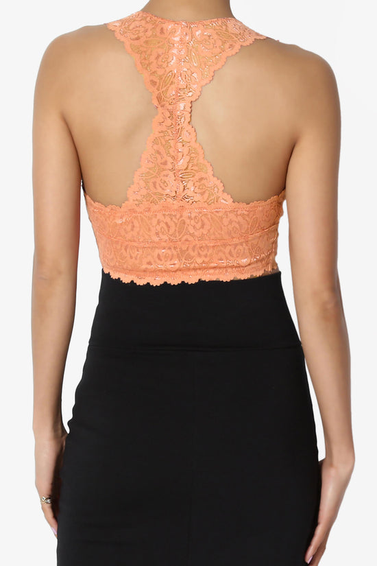 Baja Padded Lace Bralette Crop Tank Top PEACH_2
