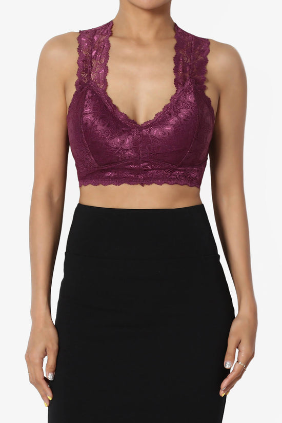 Baja Padded Lace Bralette Crop Tank Top PLUM_1