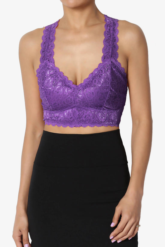 Baja Padded Lace Bralette Crop Tank Top PURPLE_1