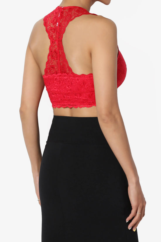 Baja Padded Lace Bralette Crop Tank Top RED_4