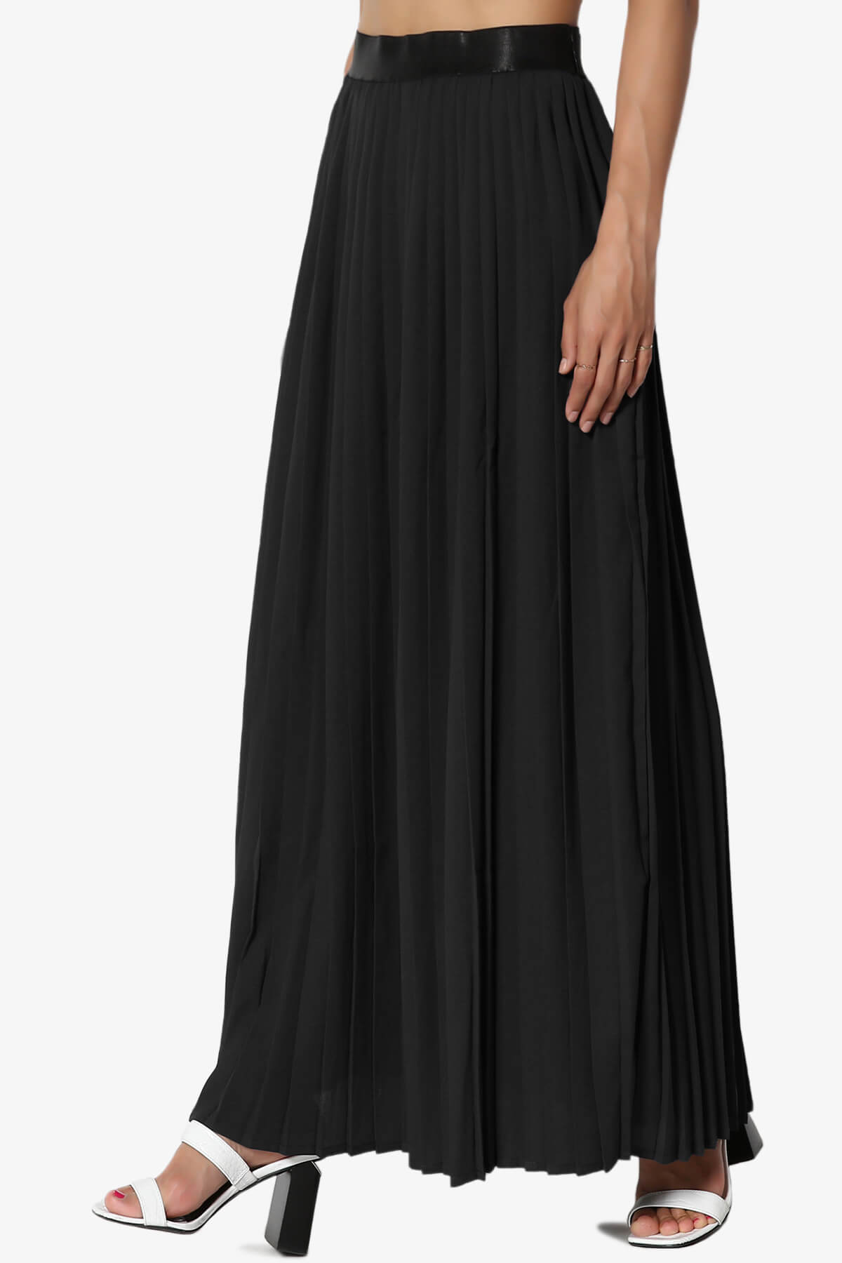 Barria Flowy Maxi Pleated Skirt BLACK_3