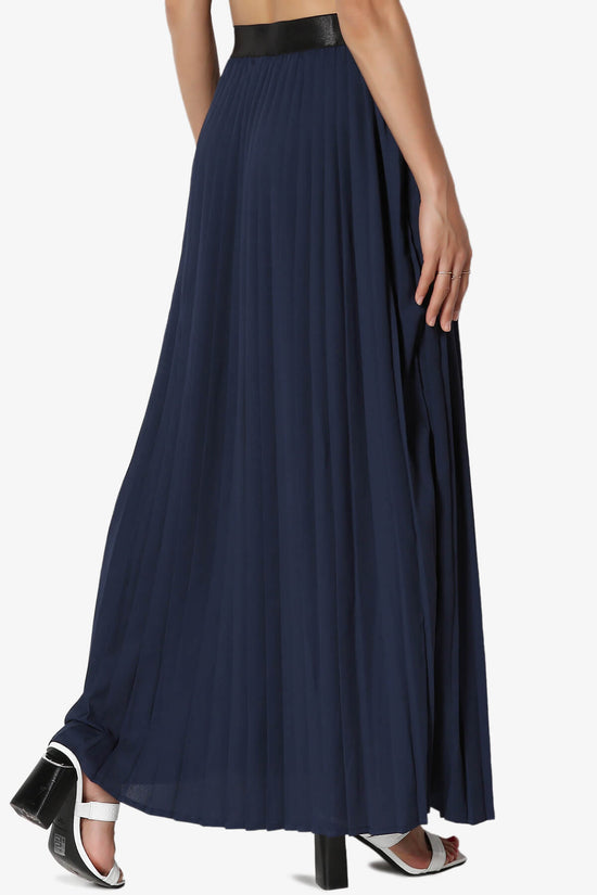 Barria Flowy Maxi Pleated Skirt NAVY_4