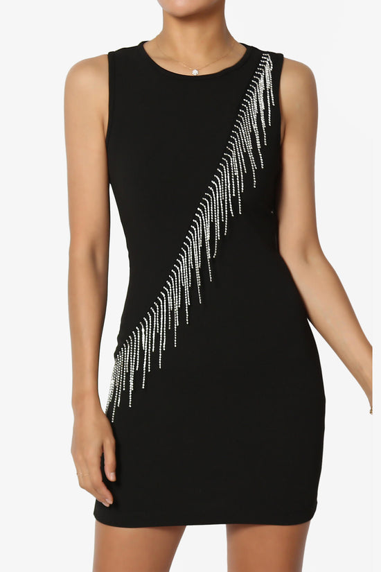 Baybee Rhinestone Embellishment Tank Mini Dress BLACK_1