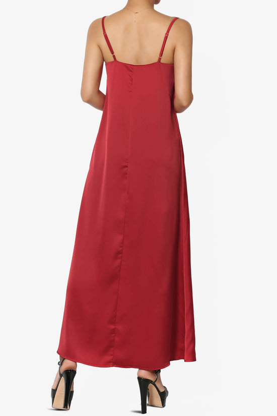 Berkleigh Cowl Neck Satin Slip Long Dress BURGUNDY_2