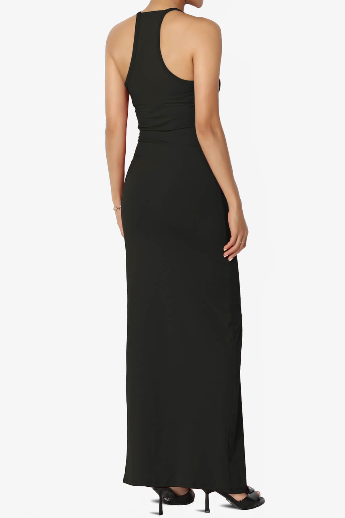 Berlin Stretch Silky Knit Cami Maxi Dress BLACK_4