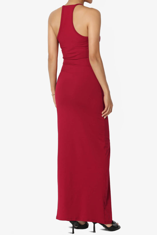 Berlin Stretch Silky Knit Cami Maxi Dress BURGUNDY_4