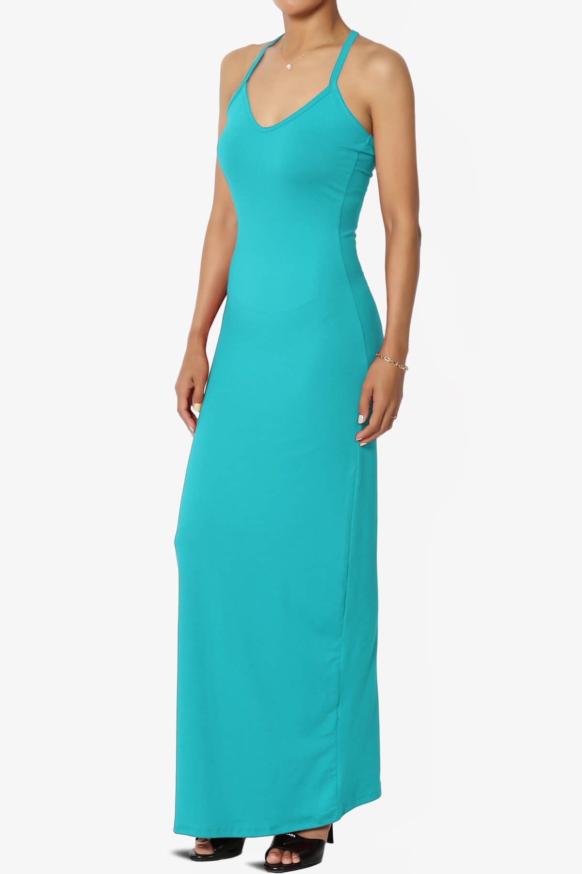 Berlin Stretch Silky Knit Cami Maxi Dress ICE BLUE_3