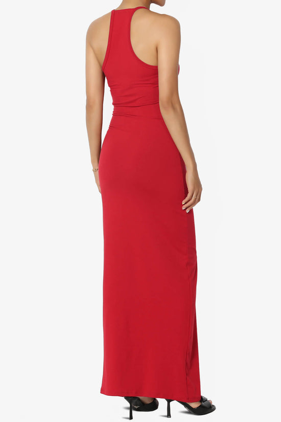 Berlin Stretch Silky Knit Cami Maxi Dress RED_4