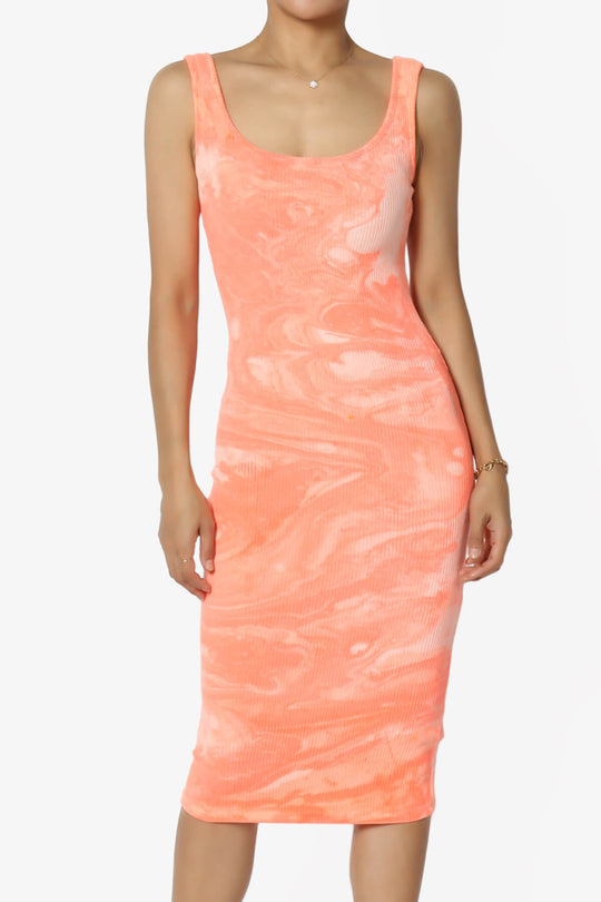 Binx Tie Dye Ribbed Bodycon Tank Midi Dress