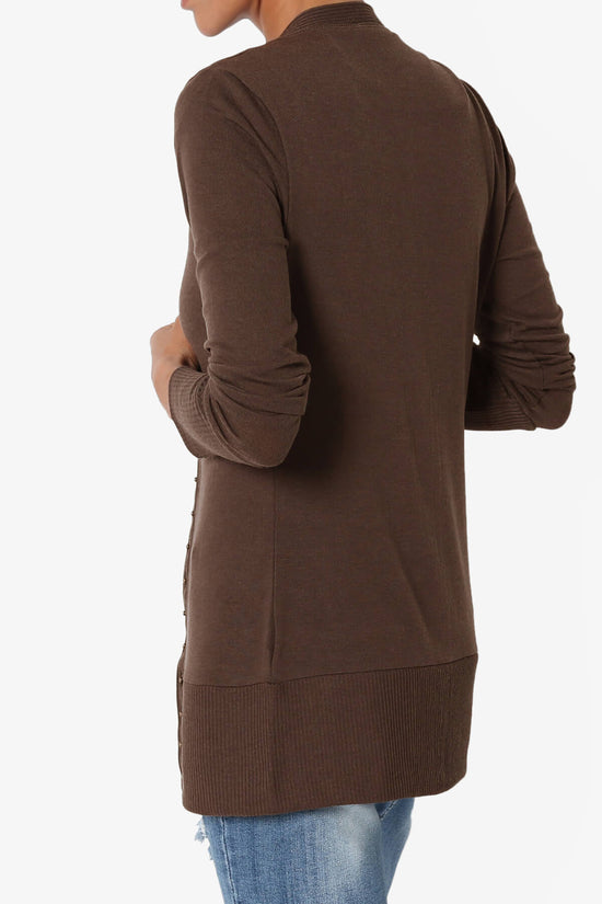 Braeden Snap Button V-Neck Cardigan BROWN_4
