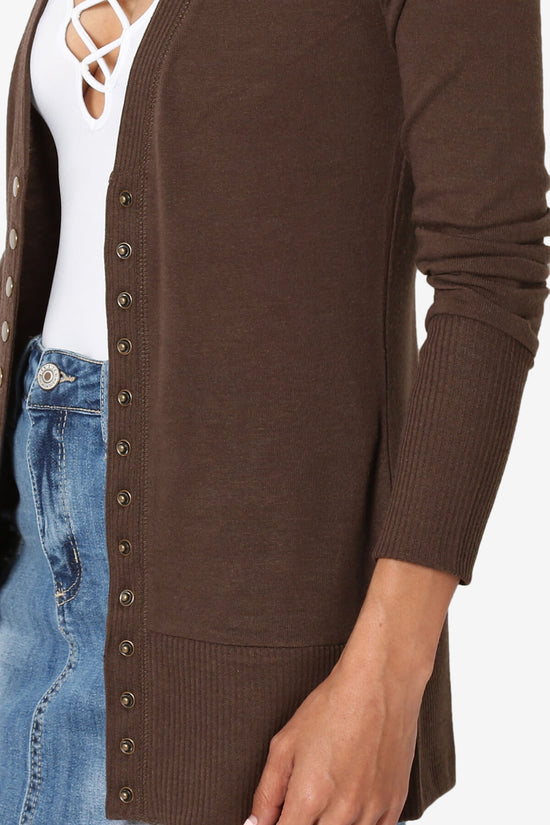 Braeden Snap Button V-Neck Cardigan BROWN_5