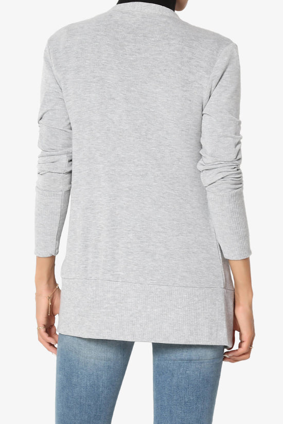 Braeden Snap Button V-Neck Cardigan HEATHER GREY_2