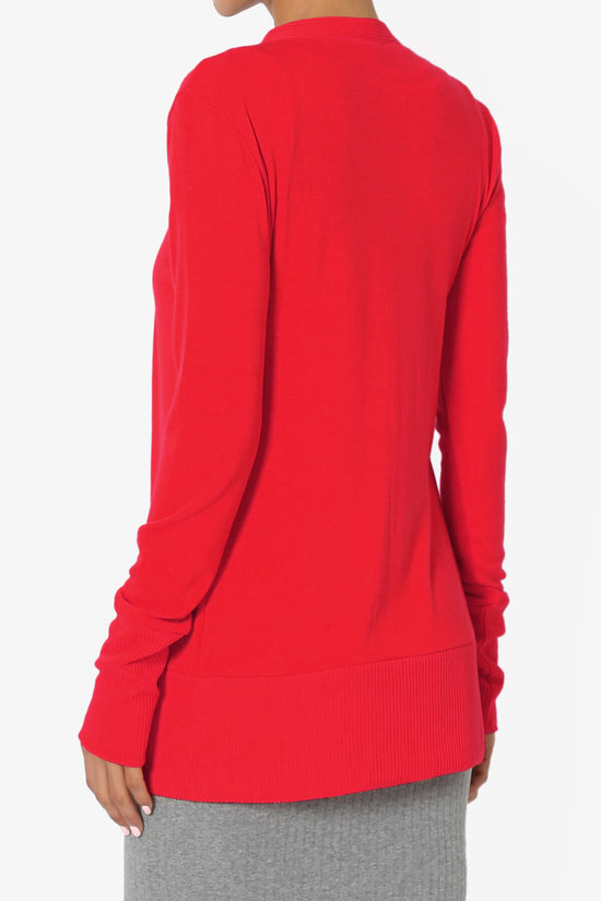 Braeden Snap Button V-Neck Cardigan RED_4