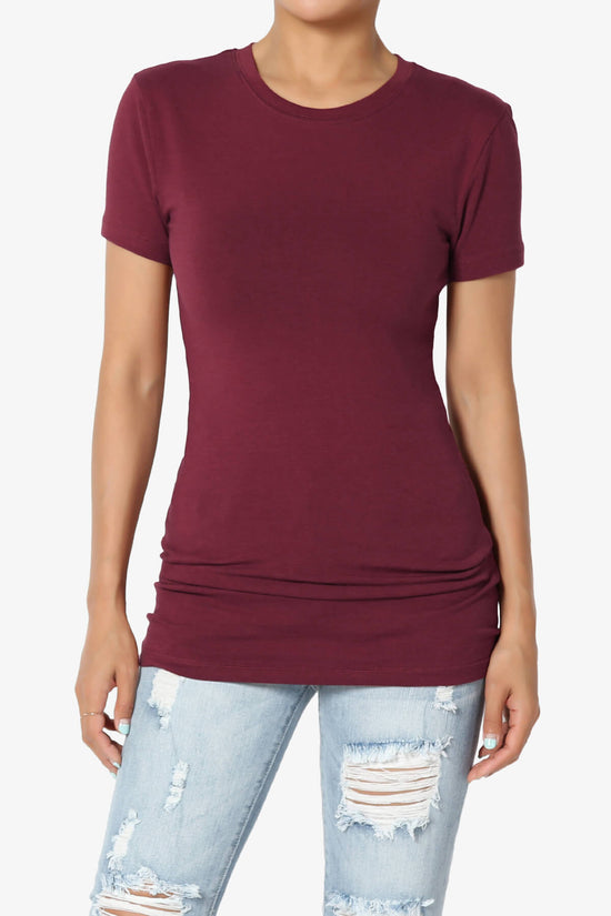 Candela Crew Neck Short Sleeve T-Shirts DARK BURGUNDY_1