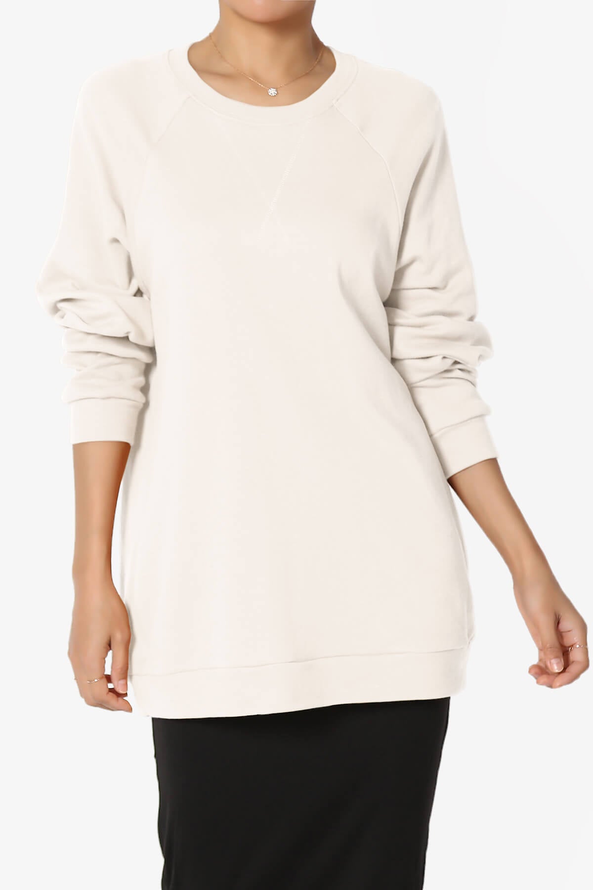 Carlene Cotton Raglan Sleeve Pullover Top CREAM_1