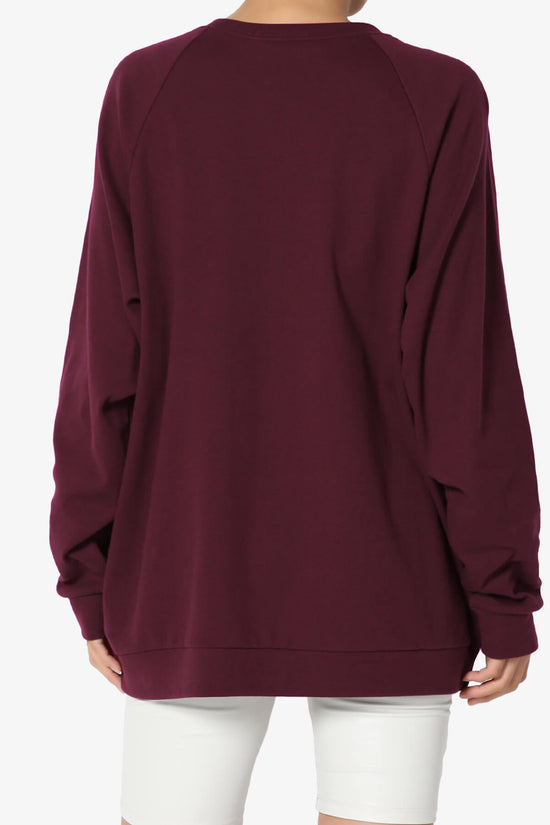 Carlene Cotton Raglan Sleeve Pullover Top DARK BURGUNDY_2