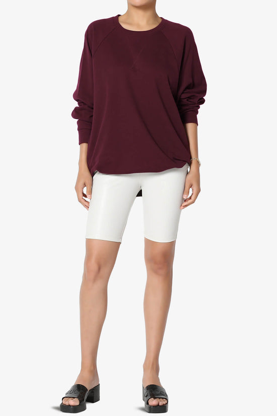 Carlene Cotton Raglan Sleeve Pullover Top DARK BURGUNDY_6
