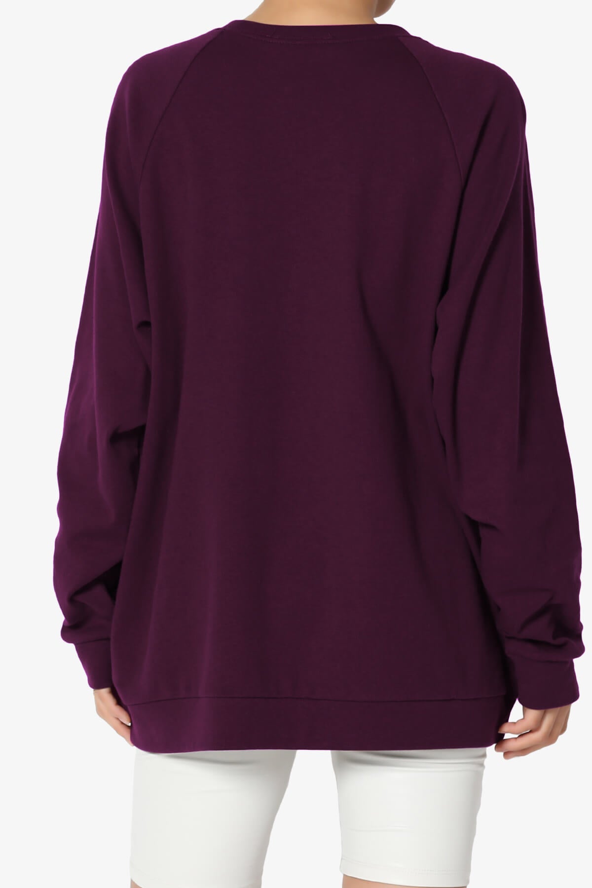 Carlene Cotton Raglan Sleeve Pullover Top DARK PLUM_2