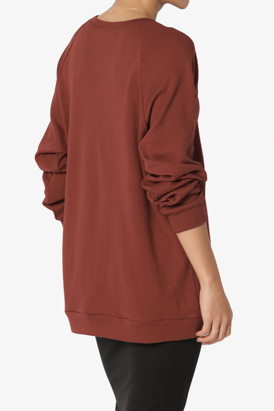 Carlene Cotton Raglan Sleeve Pullover Top DARK RUST_4