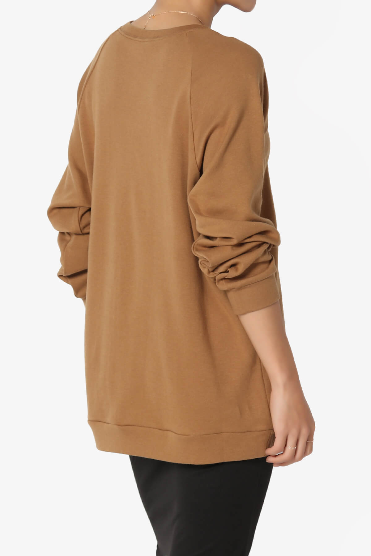 Carlene Cotton Raglan Sleeve Pullover Top DEEP CAMEL_4