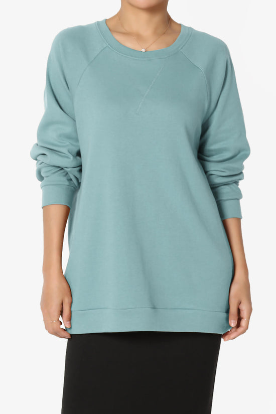 Carlene Cotton Raglan Sleeve Pullover Top DUSTY BLUE_1