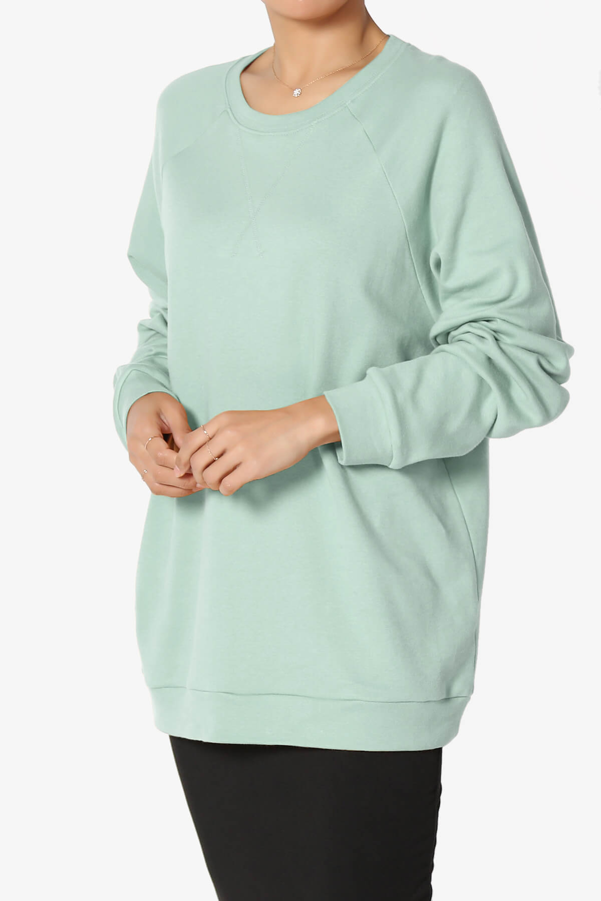 Carlene Cotton Raglan Sleeve Pullover Top LIGHT GREEN_3