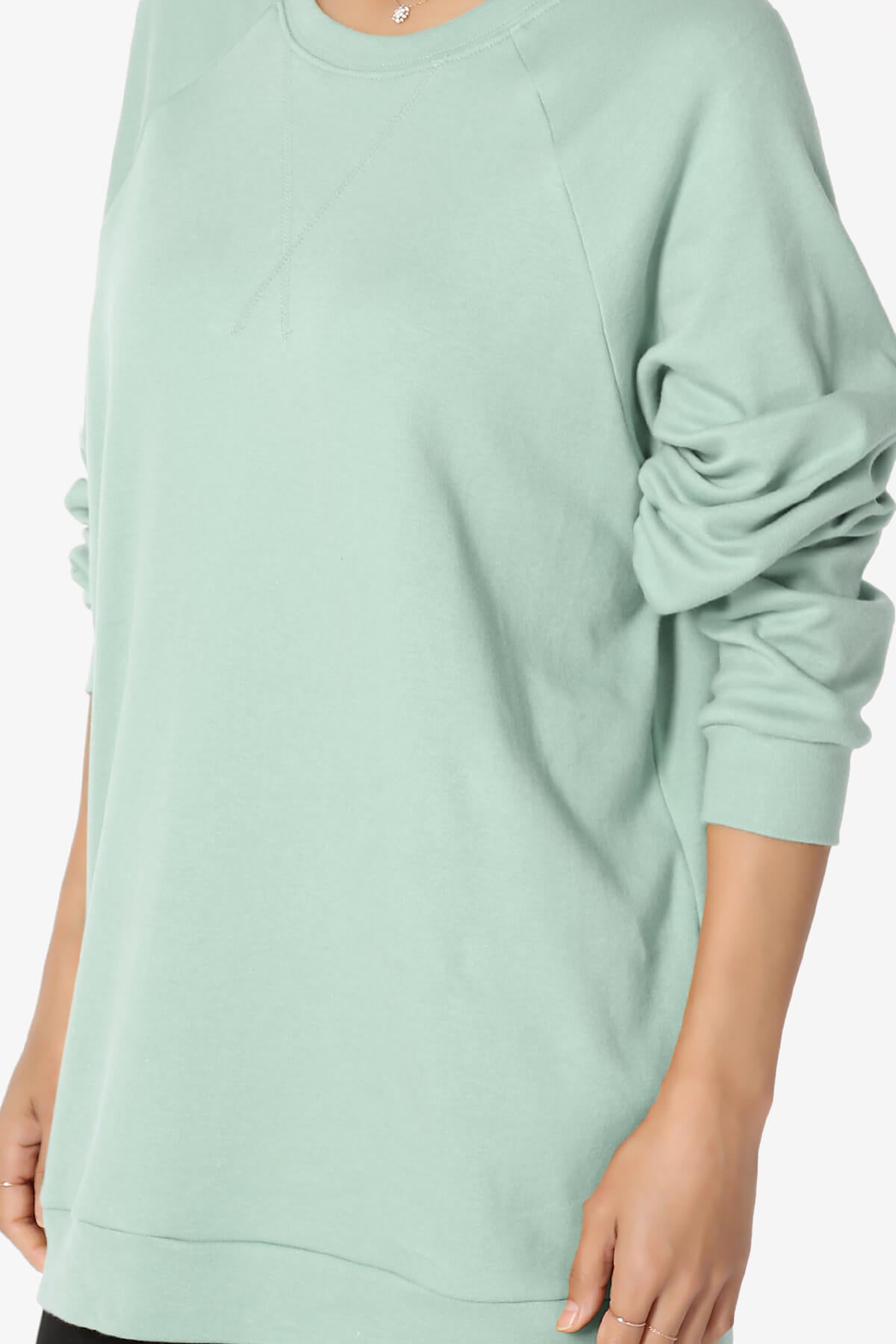 Carlene Cotton Raglan Sleeve Pullover Top LIGHT GREEN_5
