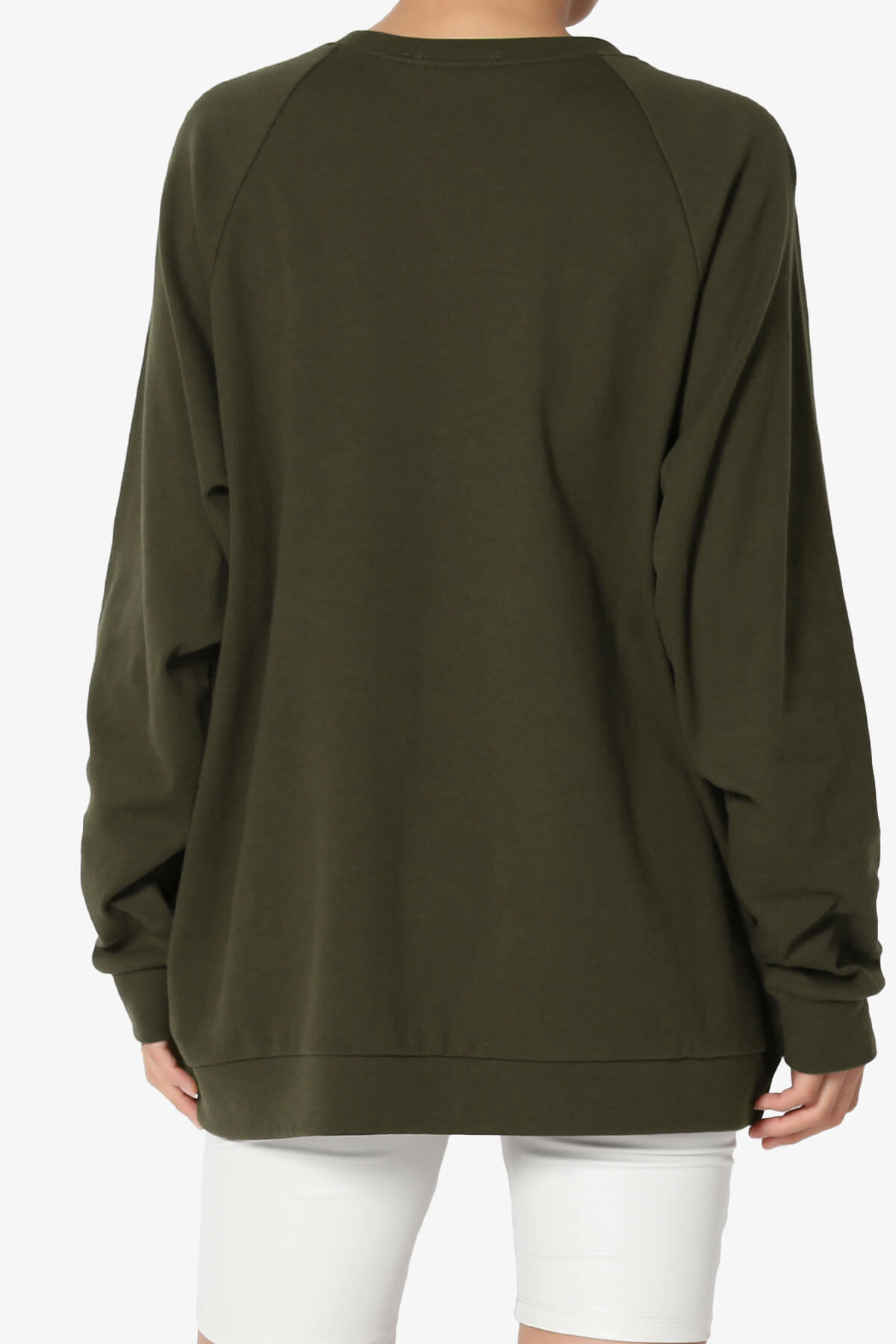 Carlene Cotton Raglan Sleeve Pullover Top OLIVE_2