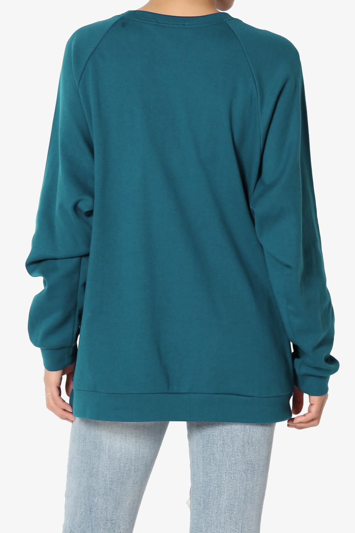 Carlene Cotton Raglan Sleeve Pullover Top TEAL_2